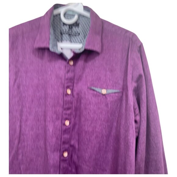 TED BAKER LONDON Mens SZ XL Purple Button Down Shirt 100% Cotton Business casual - Picture 11 of 12